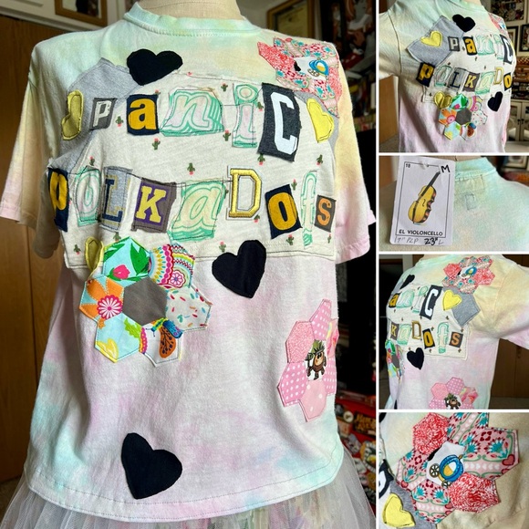 Panic in Polkadots Tops - Ransom Note Tee Shirt - Sherbet Tie Dye